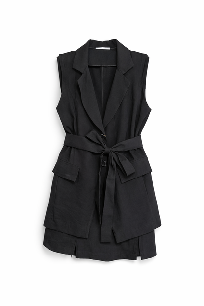 Conjunto Alfaiataria Monaco – Colete com Cinto + Short Saia