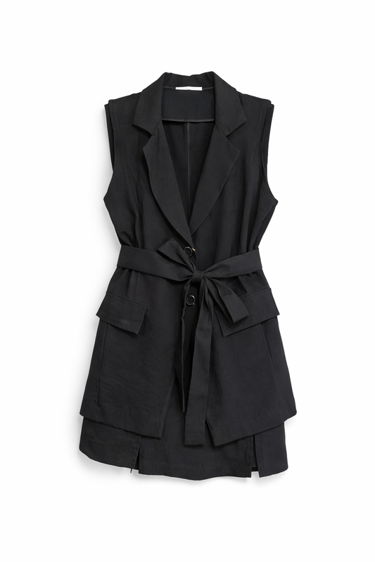 Conjunto Alfaiataria Monaco – Colete com Cinto + Short Saia