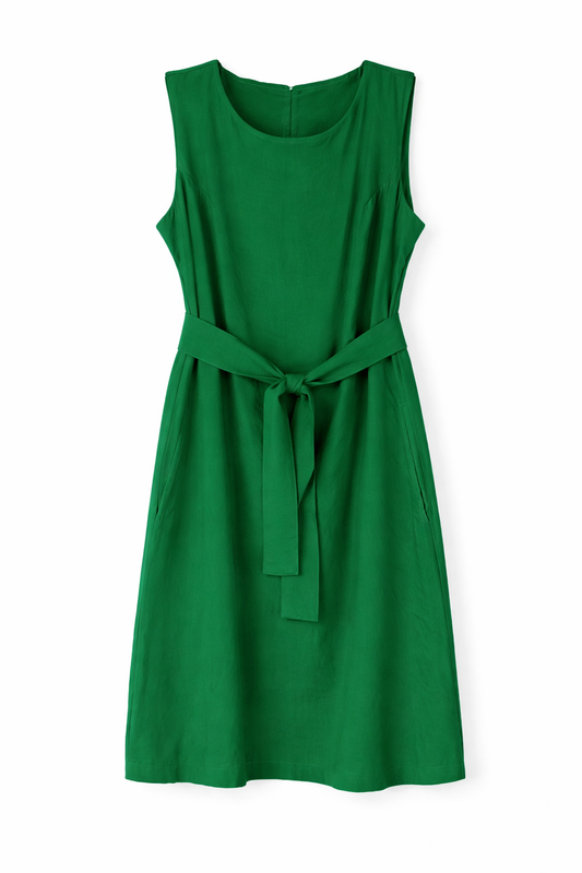 Vestido Feminino Midi com Faixa na Cintura