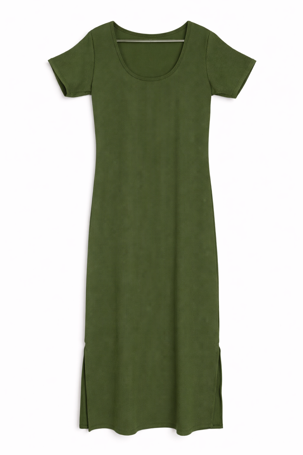 Vestido Midi Feminino Básico com Fenda