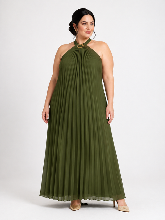 Vestido Longo Aurea Plissado