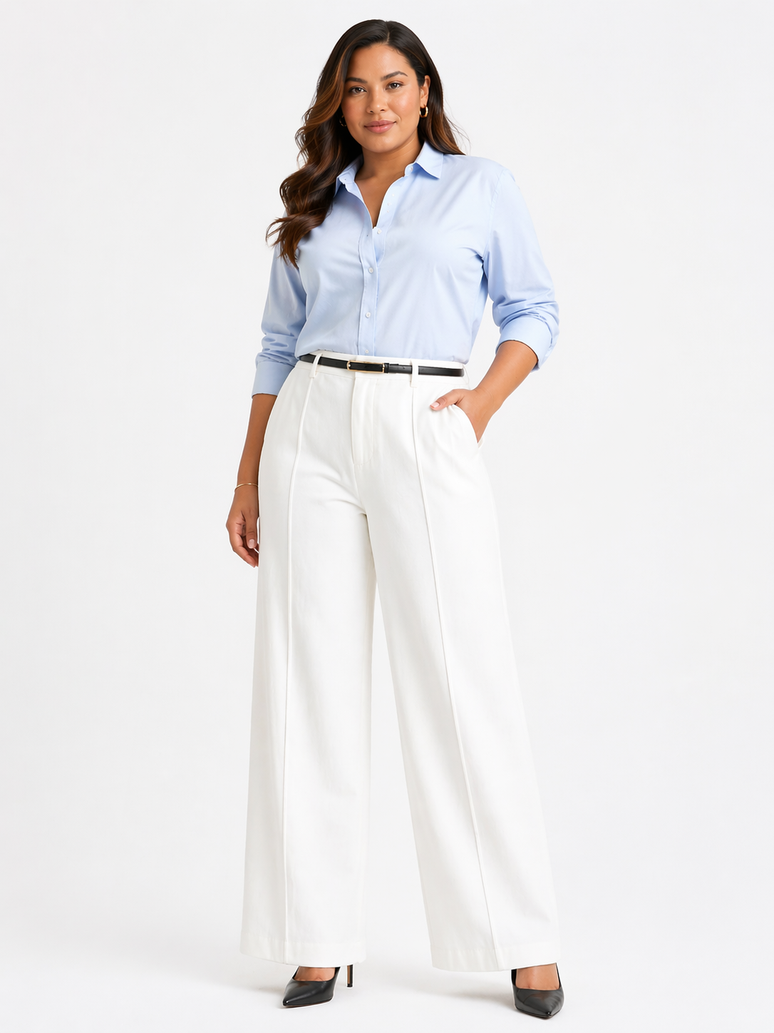 Calça Pantalona com Cinto Feminina