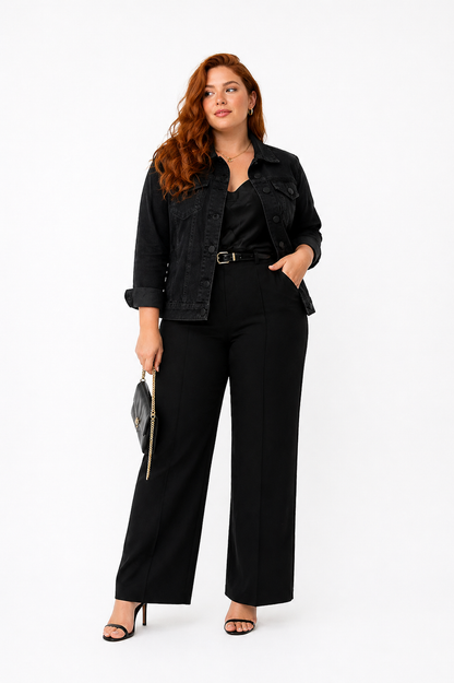 Jaqueta Jeans Preta Feminina