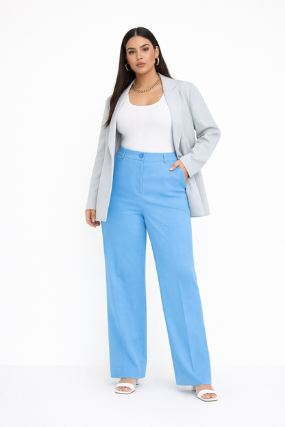 Calça Alfaiataria Feminina Azul Serenity